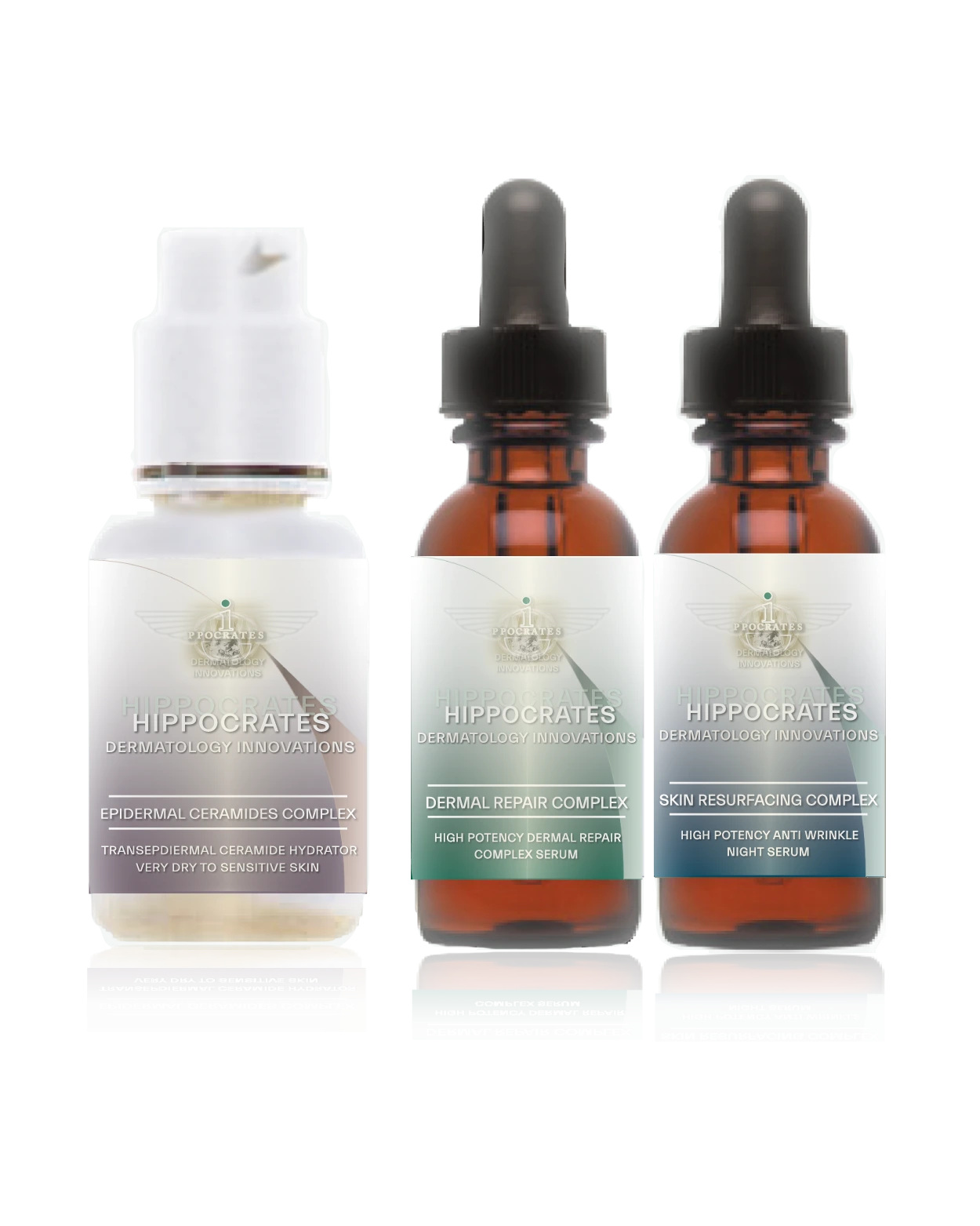 Anti aging skin care kit of 3 products, night serum, day serum and epidermal ceramides cream